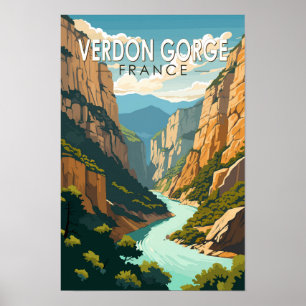 Poster Gorges du Verdon France Voyage Art Rétro