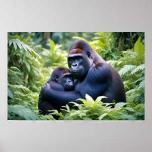 Poster Gorilla Animal Nature Faune Affection Soin