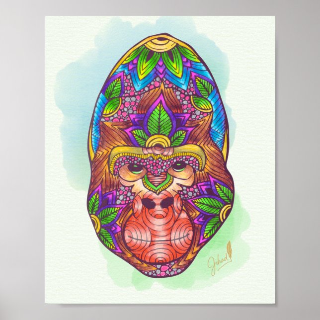 Poster Gorilla couleur main (Devant)