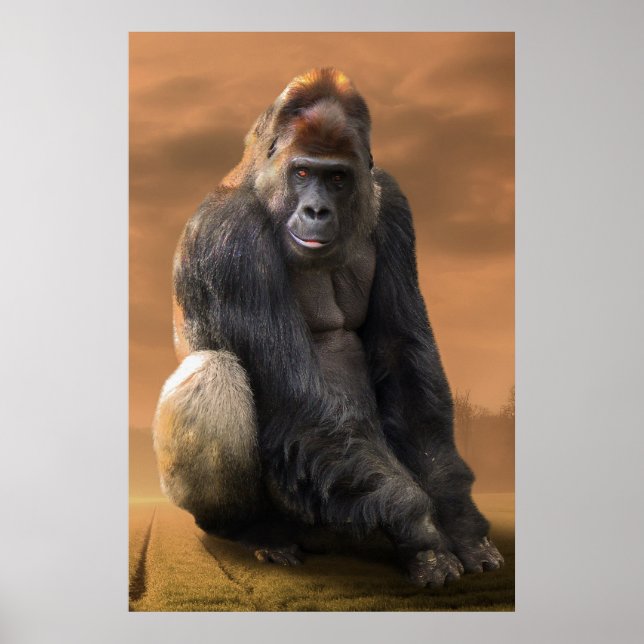 Poster Gorilla, retour en argent au crépuscule (Devant)