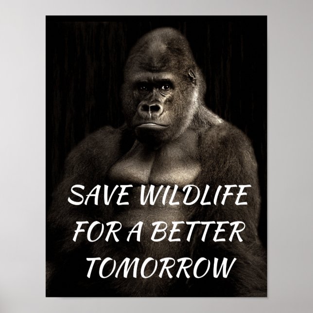 Poster Gorilla, sauvez la faune pour un meilleur avenir (Devant)