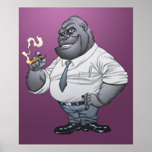 Poster Gorille de tabagisme de patron d'homme d'affaires