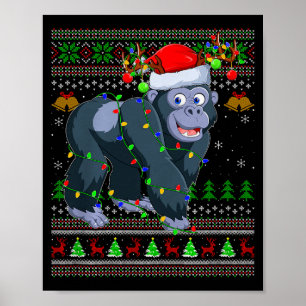 Poster Gorille Mauvais T-shirts de Noël Fête Santa Mignon
