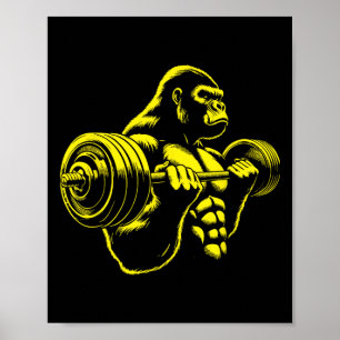 Poster Gorille Singe Gymnastique Musculation Culturisme W