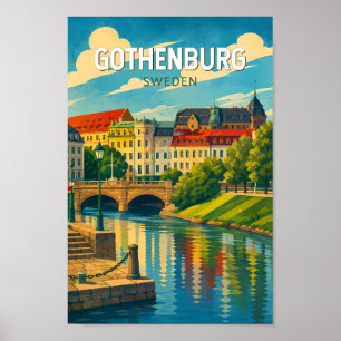 Poster Göteborg Suède Illustration Voyage Art Vintage