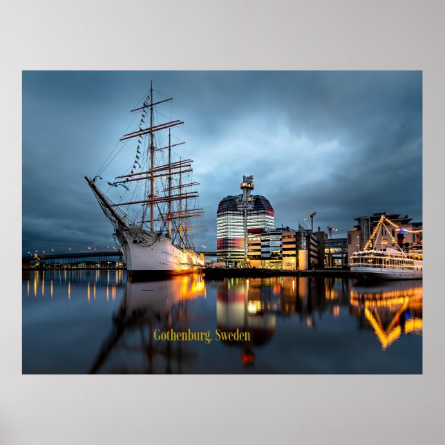 Poster Göteborg, Suède la nuit (Devant)
