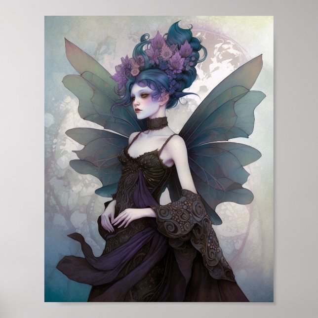 Poster Goth Dark Fairy Girl Imaginaire Art (Devant)