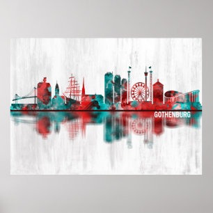Poster Gothenburg Sweden Skyline