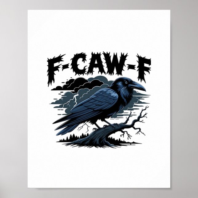 Poster Gothic Crow Funny Humor F-Caw-F Essential Minimal  (Devant)