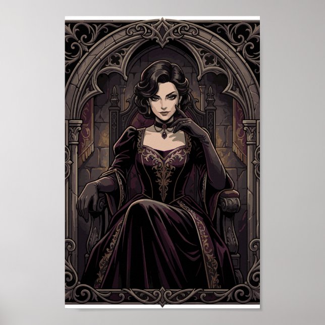 Poster Gothic Dark Queen Vampire Royalty Fantasy Portrait (Devant)