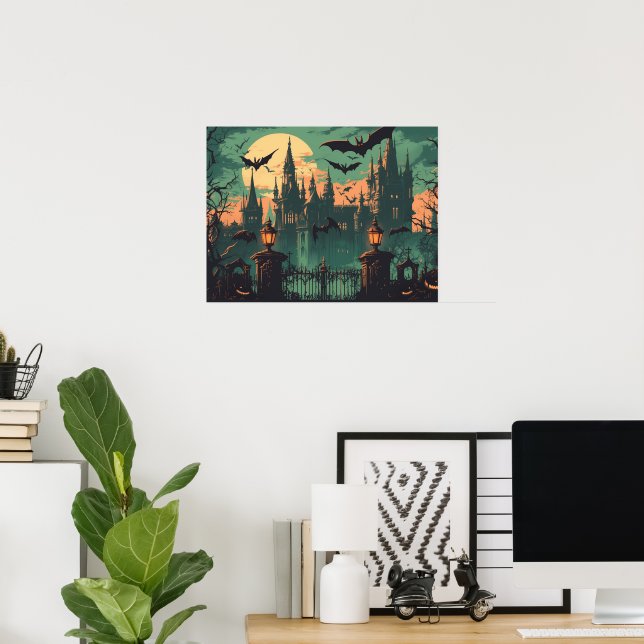 Poster Gothic Vampire Castle under the Full Moon (Bureau à domicile)