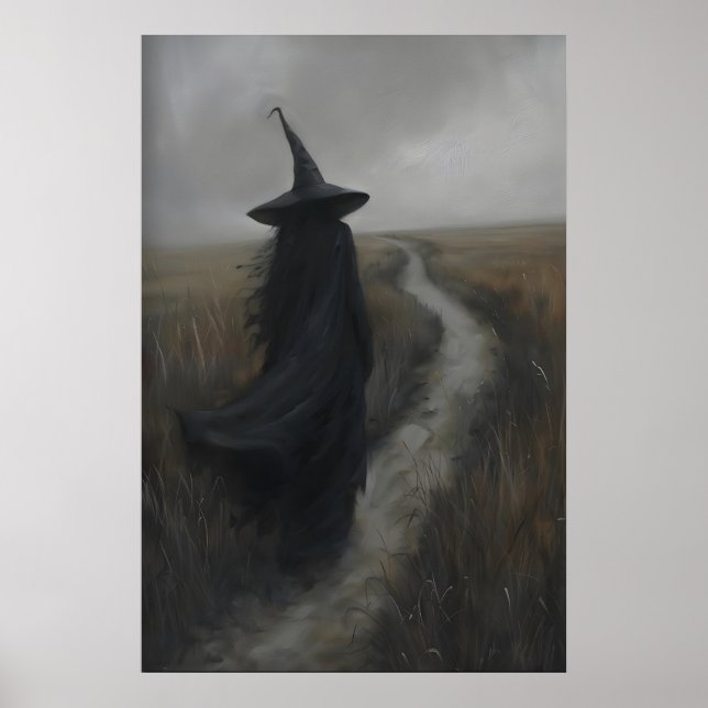 Poster Gothic Witch Rustic Landscape Art Printable, Dark (Devant)