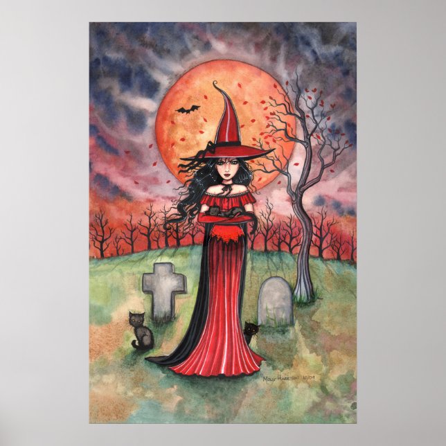 Poster gothique de sorcière Halloween par Molly Ha (Devant)