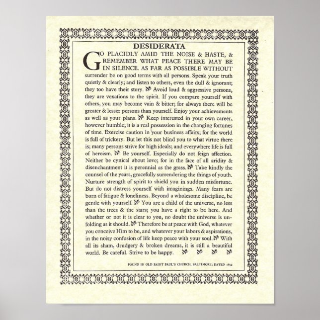 Poster Gothique DESIDERATA (Devant)