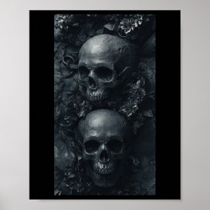 Poster Gothique esthétique Grunge Crâne Art Botanique Edg