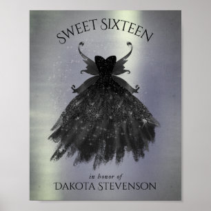 Poster Gothique Fairy Black Gown Vampy Goth Glam Sheen