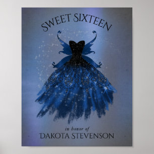 Poster Gothique Fairy Navy Gown   Fleur bleue de Cobalt p