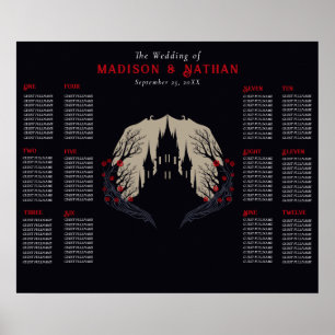 Poster Gothique Floral Castle Mariage Mariage Siège