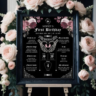 Poster Gothique Halloween 1er anniversaire Baby Girl Jalo