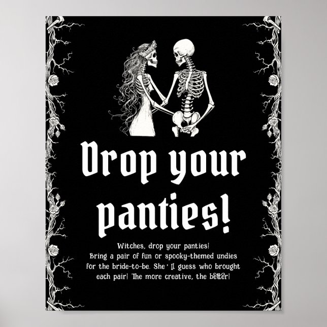 Poster Gothique Halloween Squelette Drop Your Panties Gam (Devant)