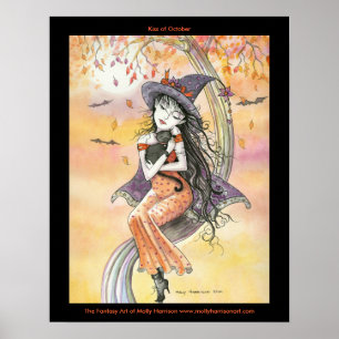 Poster gothique Halloween Witch Chat