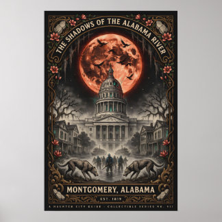 Poster Gothique Montgomery, AL Art | Voyage Horreur Vinta