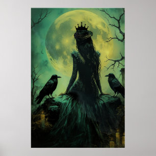 Poster Gothique Reine Corbeau Féminine Clair de Lune