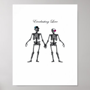 Poster Gothique Squelette Couple (Vieux Rose) Classique