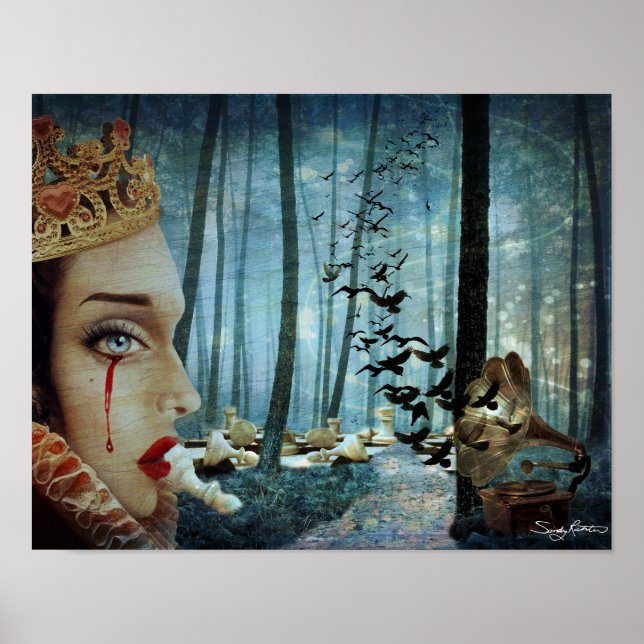 Poster Gothique Surréaliste Unique Collage Triste Reine d (Devant)