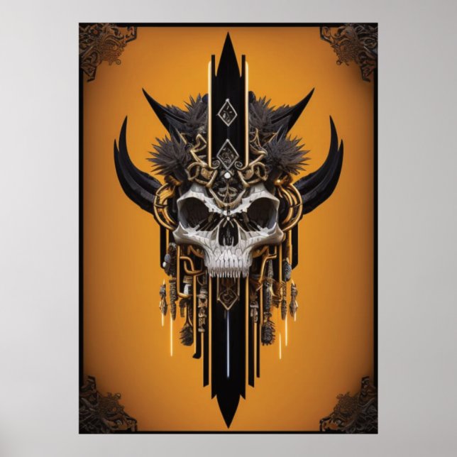 Poster gothique Tribal Skull (Devant)