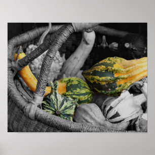 Poster Gourds fantaisie En Panier En Osier Couleur Partie