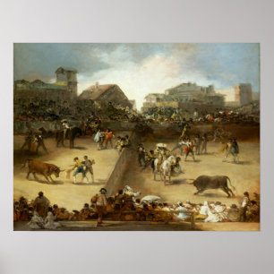 Poster Goya - Korrida dans des anneaux divisés