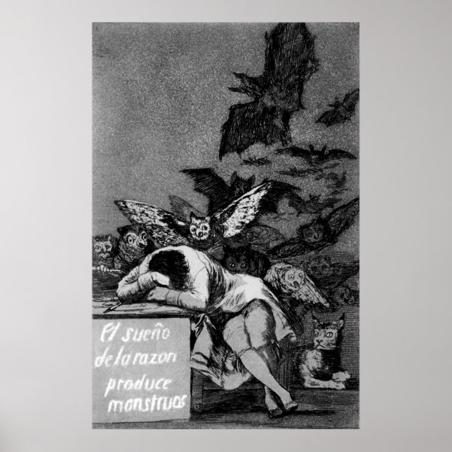 Poster Goya Le sommeil de la raison produit des monstres (Devant)
