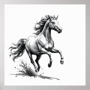 Poster Grace indomptée : Cheval Charcoal Art