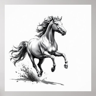 Poster Grace indomptée : Cheval Charcoal Art