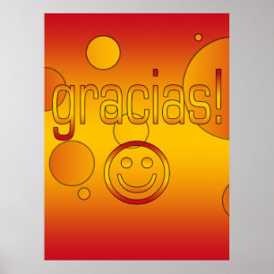 Poster Gracias ! Espagne Drapeau couleurs Pop Art