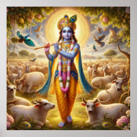 Gracity Blue Pastoral Gopala Krishna Art Design