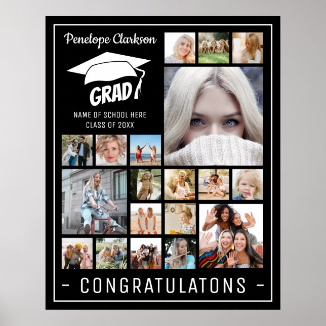 Poster GRAD moderne 13 x collage photo Graduation Party (Devant)