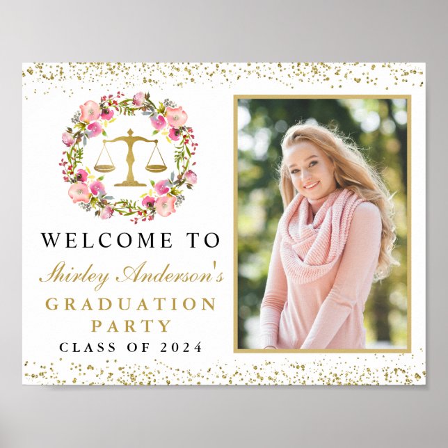 Poster Grad Photo Law School Graduation Floral Welcome (Devant)