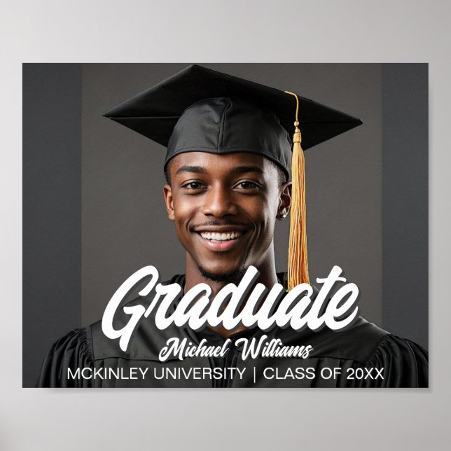 Poster Graduate Photo with Bold Script Graduation Party (Devant)