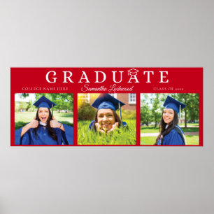 Poster Graduation 2025 3e année Photos Red Script