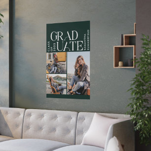 Poster Graduation 2025 Photos Vert et Blanc Diplômé