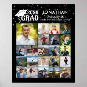 Poster Graduation 22 Photo Collage GRAD noir blanc