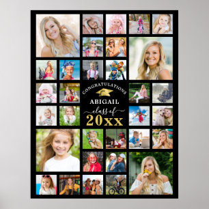 Poster Graduation 32 Photo Collage Classe Année Personnal