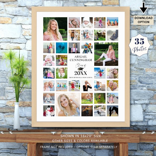 Poster Graduation 35 Photo Collage Classe Année Blanc (Créateur téléchargé)