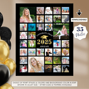 Poster Graduation 35 Photo Collage CLASSE ANNÉE Noire