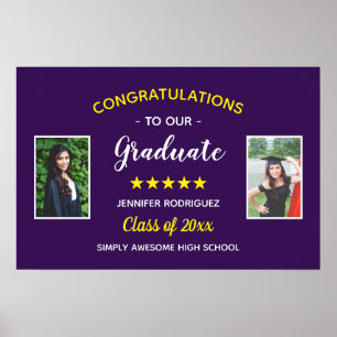 Poster Graduation Custom 2 Photo Félicitations Diplômé