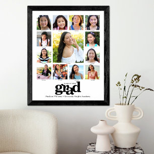 Poster Graduation K-12 Photo Collage moderne noir blanc
