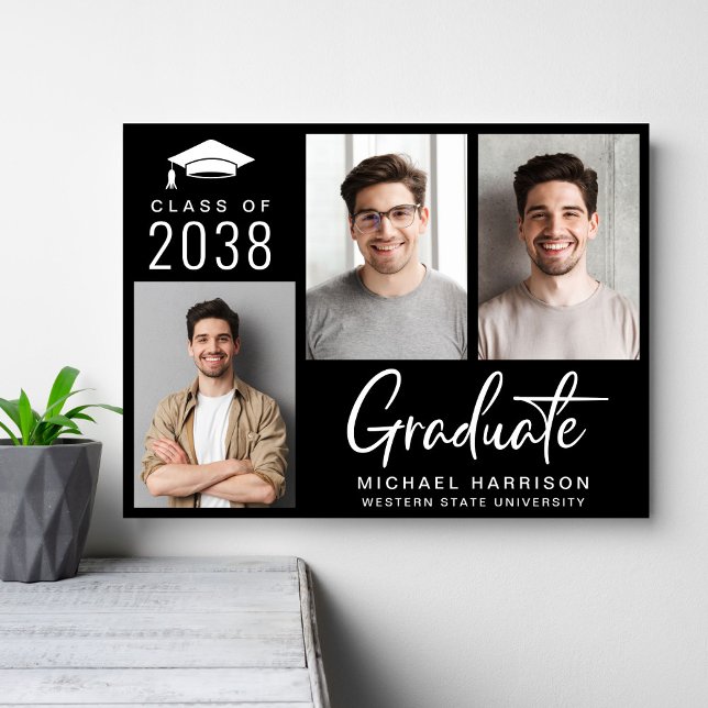 Poster Graduation Party 3 photo noir (Créateur téléchargé)