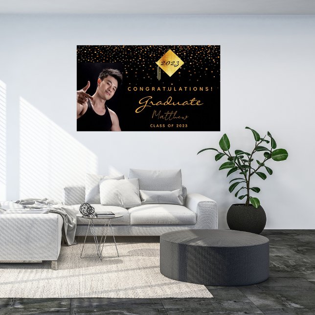 Poster Graduation party noir or photo 2025 (Créateur téléchargé)